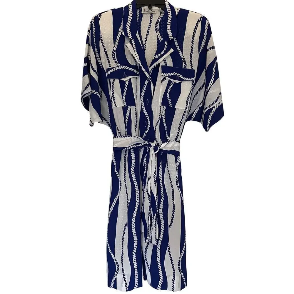 Schrader Sport VTG 70's Women's Flowy Belt Elastic Waist Retro Dress